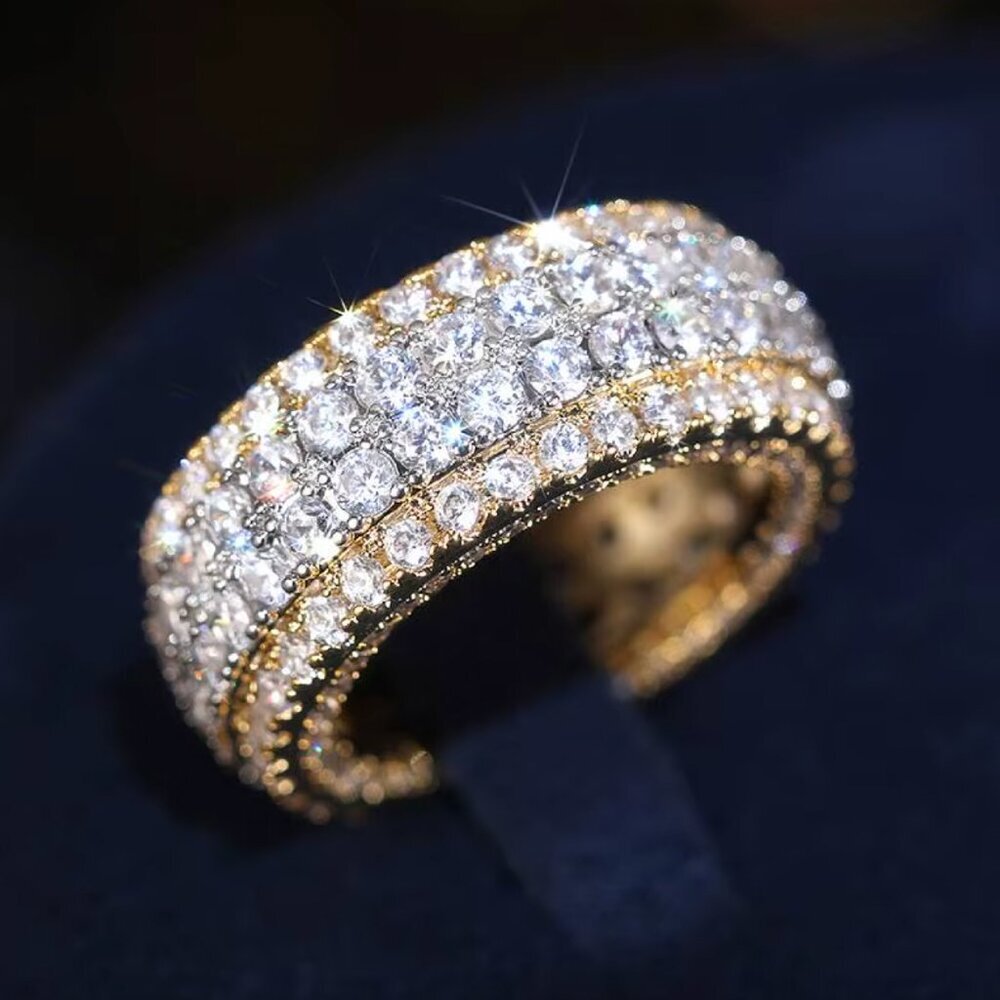 NEW 18k Yellow Gold Diamond Ring Infinity Ring Band Two Tone Ring - Picture 3 of 6